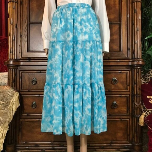 NWOT Linea by Louis Dell'Olio Cloud Blue Tiered Skirt - Picture 1 of 9